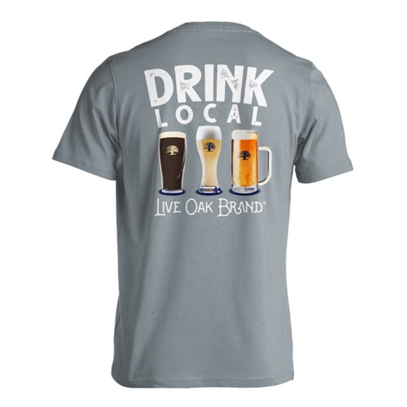 Live Oak Brand Drink Local Mugs Unisex Comfort Colors Pocket Short Sleeve T-shirt, Granite- 3XL
