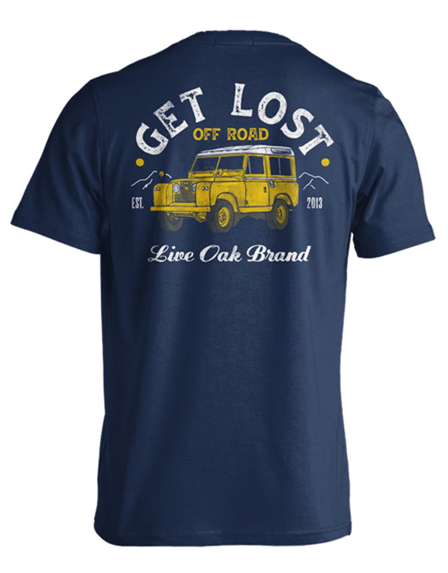 Live Oak Brand Get Lost Off Road Unisex Comfort Colors Pocket Short Sleeve  T-shirt, True Navy-Large