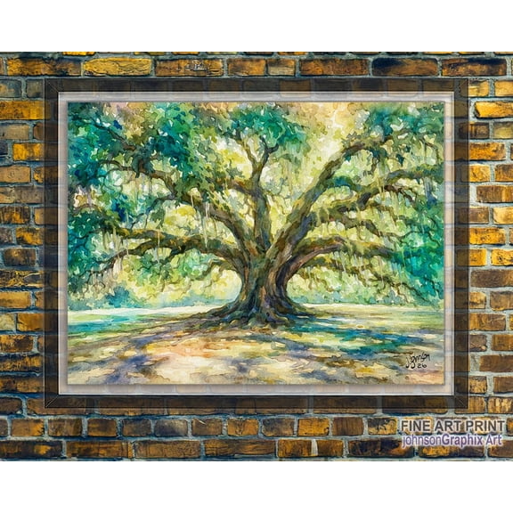 Live Oak Tree Angel Oak Johns Island Charleston Art Print, Unframed Canvas 8x10in