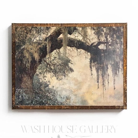 Live Oak Tree Wall Art Print, Southern Cottagecore Botanical Decor