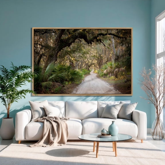Live Oak Trees poster, Spanish Moss Nature Landscape, Georgia Art Unframed Paper Print