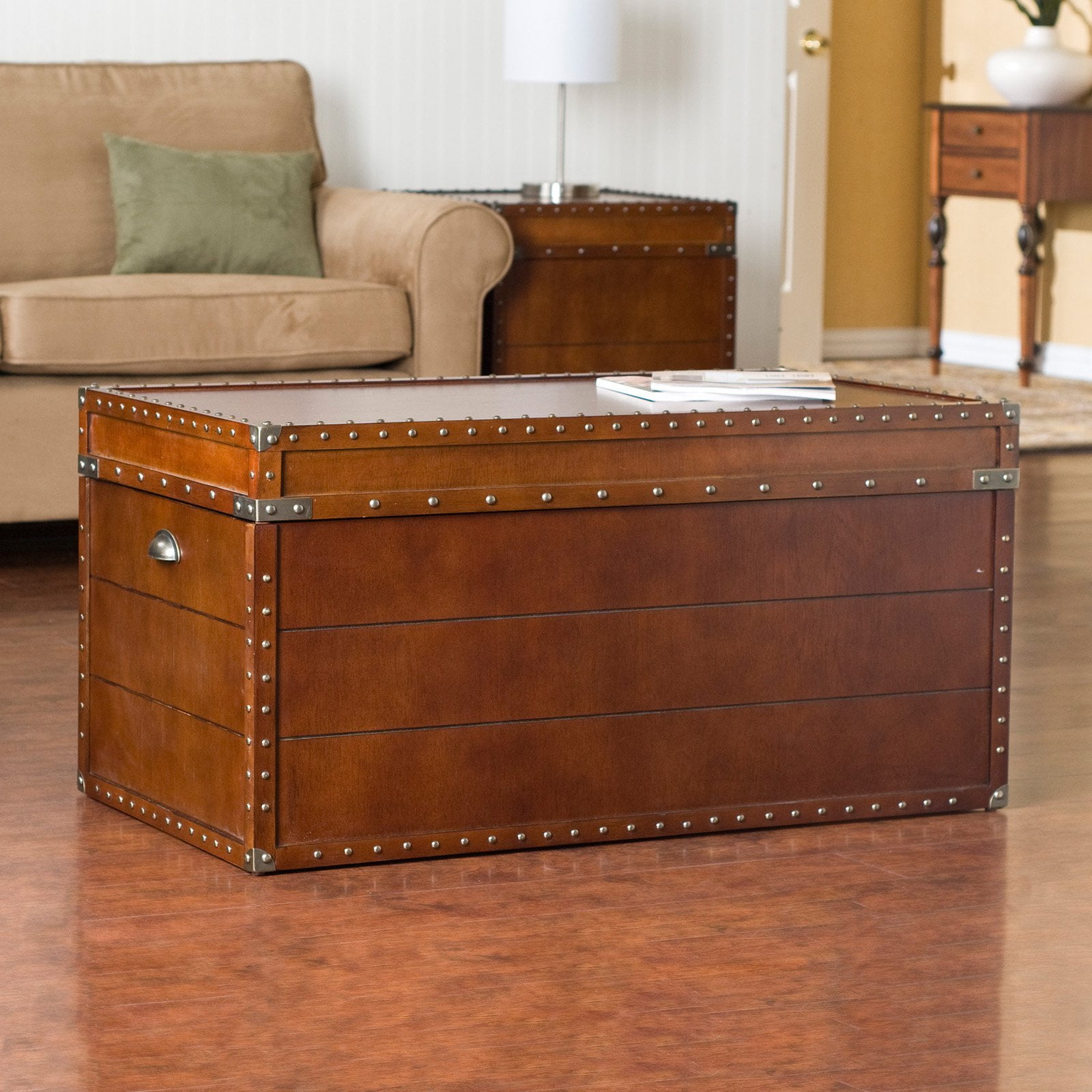 39 in. Wood & Metal Rectangular Coffee Table, Brown
