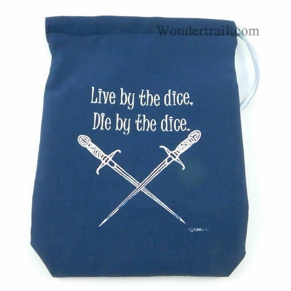 Live Or Die By The Dice Bag 7inx5in Drawstring Gallant Hands Gamers Gear