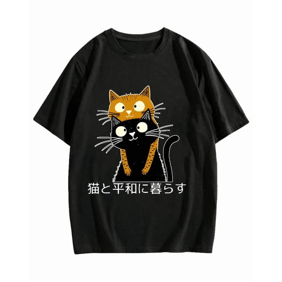 Live Peacefully With Cats Cotton casual T-shirt