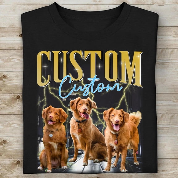 Live Preview Custom Your Pets Tee, Retro Vintage Portrait Bootleg, ANANDHIS-Shirts
