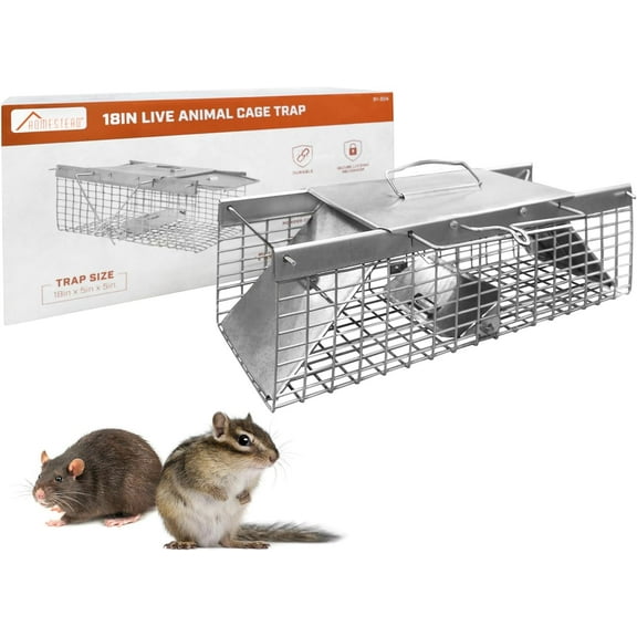 Live Rat Trap Indoor/Outside - Have A Heart Squirrel Trap, for Chipmunk, Small Rabbits, Weasel and Similar-Size Rodents, 18"x5"x5", 2 Doors, Fully Assembled
