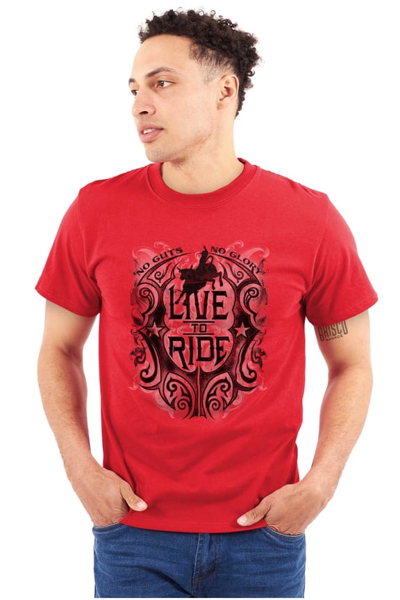 Live Ride Rodeo American Cowboy Men's Graphic T Shirt Tees Brisco Brands M