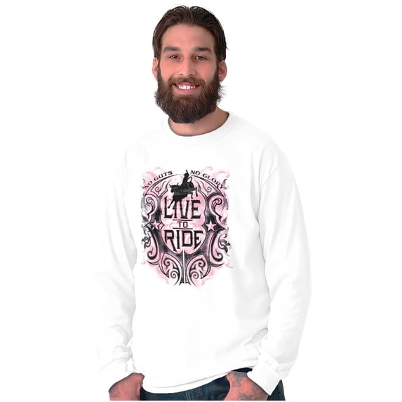 Live Ride Rodeo American Cowboy Men's Long Sleeve Tee T Shirt Brisco Brands M
