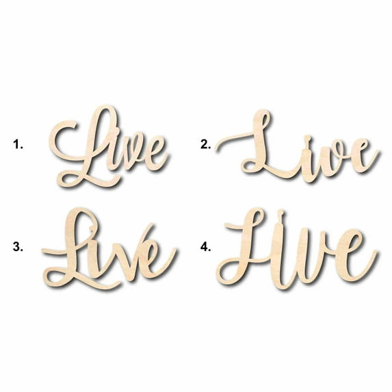 Live Sign Unfinished Wood Cutout Home Decor DIY Option 1- 20" Wide / 1/8"