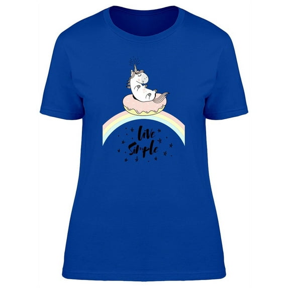 Live Simple Cute Unicorn Doodle T-Shirt Women -Image by Shutterstock, Female Large