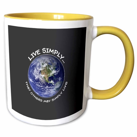 3drose, Live Simply, 11oz Two-tone Yellow Mug