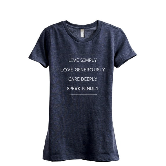 Live Simply Love Generously Women's Fashion Relaxed T-Shirt Tee Heather Navy X-Large