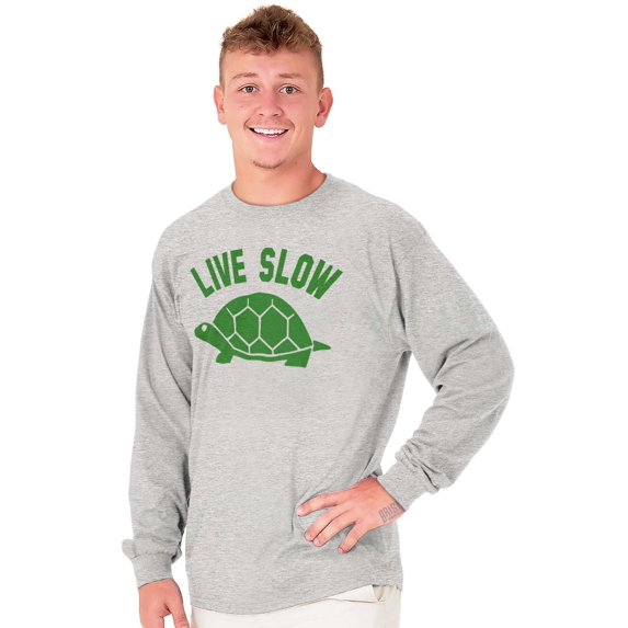 Live Slow Turtle Tortoise Animals Long Sleeve TShirt Men Women Brisco Brands M