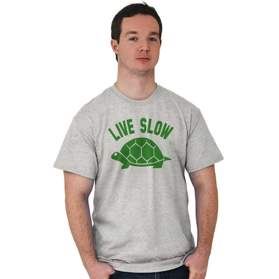 Live Slow Turtle Tortoise Animals Men's Graphic T Shirt Tees Brisco Brands M