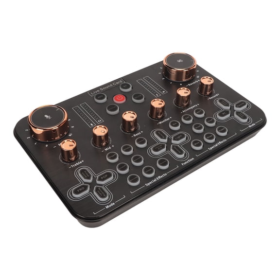 Live Sound Card 48V Large Diaphragm Support Bluetooth Noise Reduction Sound Mixer Board with 16 Sound Effects for Phone