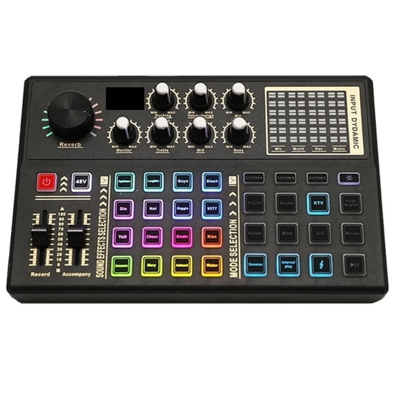 Live Sound Card And Interface Sound Board With Multiple DJ Mixer Effects,Voice Changer And LED Light ,Lightweight