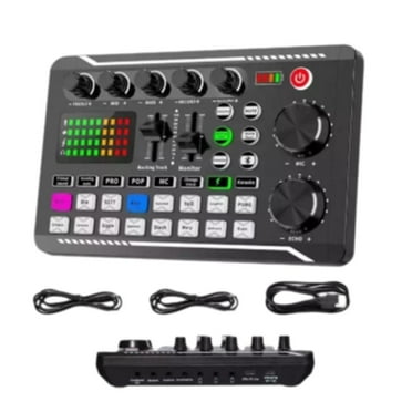 Live Sound Card with Dj Mixer Effects & Voice Changer,F998 Live Sound Card Audio Mixer with Condenser Microphones,Recording Studio Kit Live Sound Card for Singing Broadcast/Live Streaming/Gaming L4V4