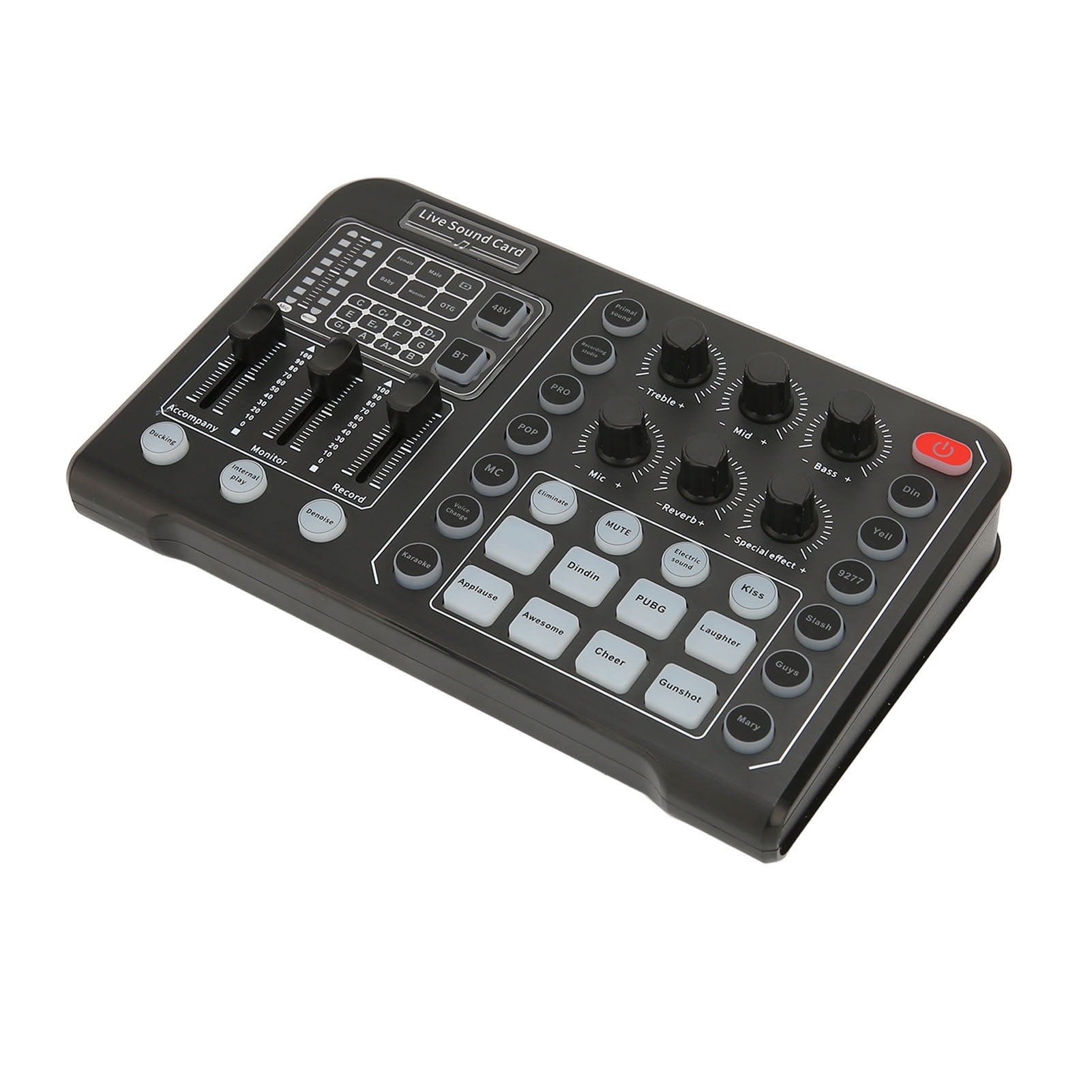 Live Sound Card, Multi Functional Portable Audio Mixer, Noise Reduction