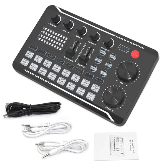 Live Sound Card and Interface with DJ Mixer Effects Voice Changer Bluetooth-Compatible Mixer