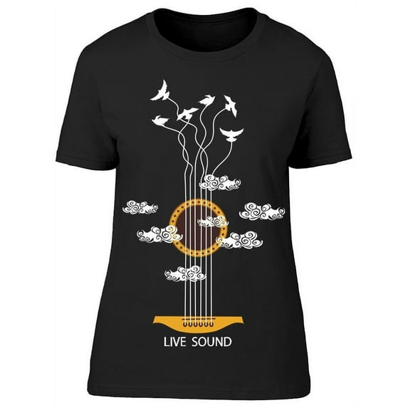 Live Sound, Guitar And Birds T-Shirt Women -Image by Shutterstock, Female Small