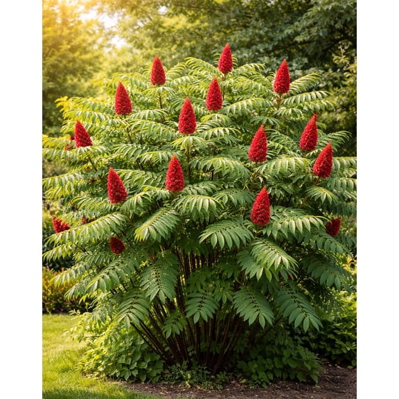 Live Staghorn Sumac Plant (Rhus typhina)  Hardy Native Shrub with Red Berry Clusters, Fast Growing Ornamental, Wildlife-Friendly Landscape Plant (2 Plants)