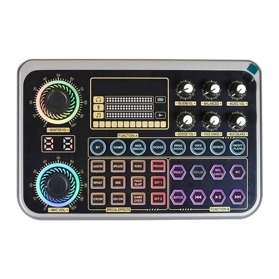 Live Stream Sound Card Kit PC Recording Interface Mixer with Microphone for Broadcast