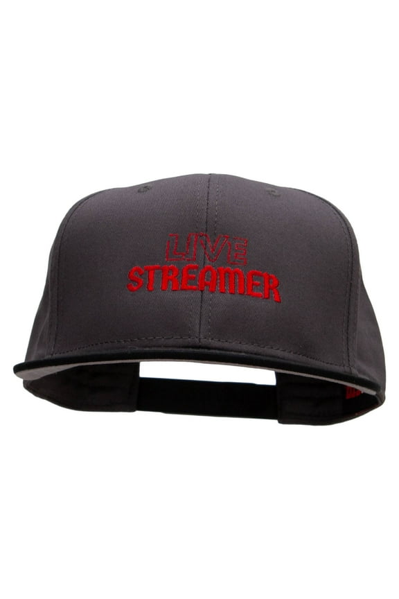 Live Streamer Embroidered Two Tone Flat Bill Snapback - Black Charcoal OSFM