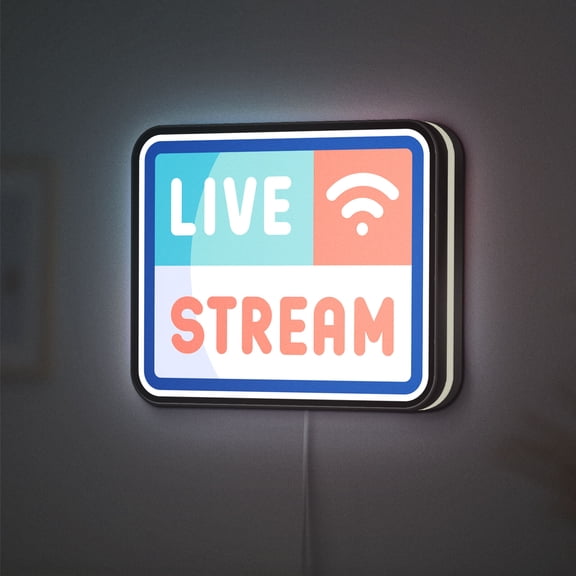 Live Streaming 3D Novelty Light Box, Multimedia Broadcast Wall Art, Ideal Decor for Content Creators (Height 24 inch, 60cm)