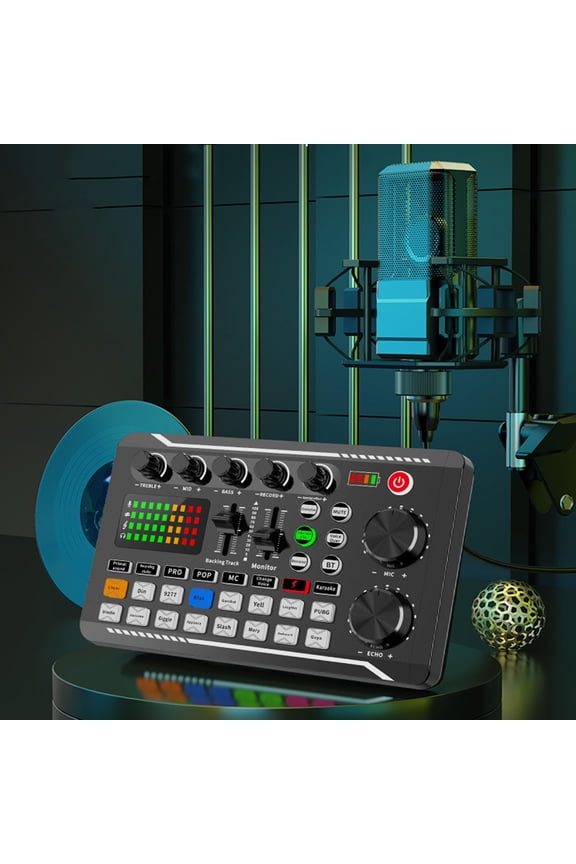Live Streaming Audio Sound Card With 12‑Step Tone Adjustment, Clear Labeled Controls, Compact Portable, 16‑Bit Sampling, Compatible With Streaming And Recording Software, Ideal For Podcast Or Gaming