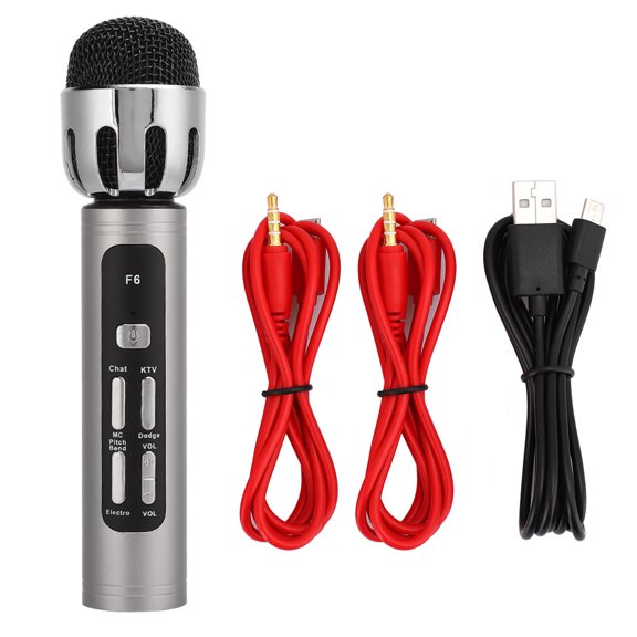 Live Streaming Handheld Microphone with Built In Tuning Sound Card for PC Mobile Phone