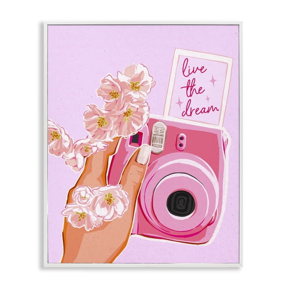Stupell Industries Live The Dream Camera White Framed Giclee Art, design by Ziwei Li, 30 x 24