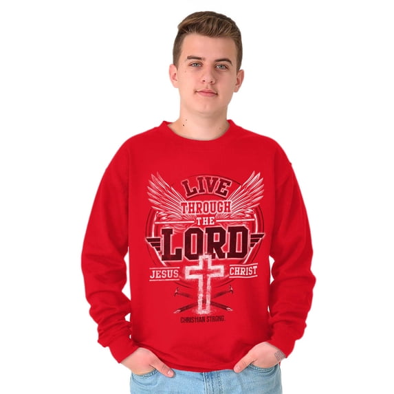 Live Through the Lord Jesus Christ Unisex Plus Fleece Graphic Sweatshirt Brisco Brands 4X