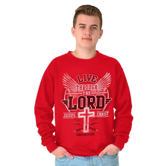 Live Through the Lord Jesus Christ Unisex Plus Fleece Graphic Sweatshirt Brisco Brands 4X