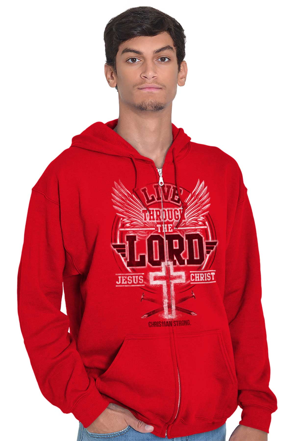 Live Through the Lord Jesus Christ Unisex Plus Size Zip Hoodie Brisco ...
