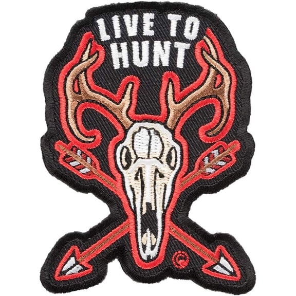 Live To Hunt Deer Skull And Arrows Patch, Hunting Patches