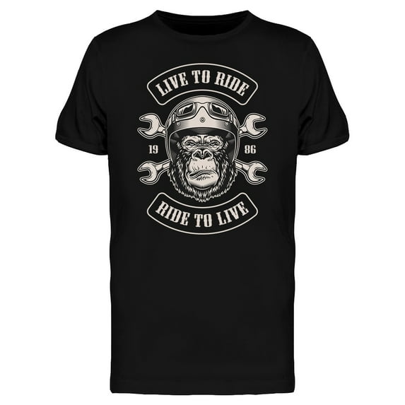 Live To Ride Gorilla Rider T-Shirt Men -Image by Shutterstock, Male 3X-Large