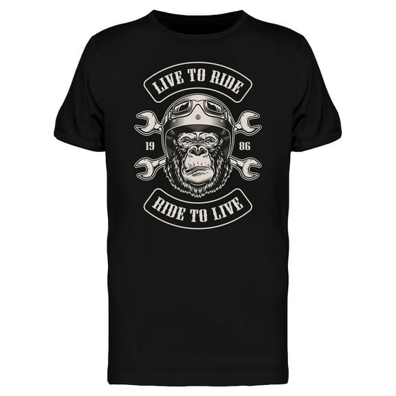 Live To Ride Gorilla Rider T-Shirt Men -Image by Shutterstock, Male 3X-Large