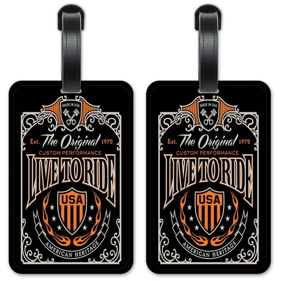 Live To Ride - Luggage ID Tags / Suitcase Identification Cards - Set of 2