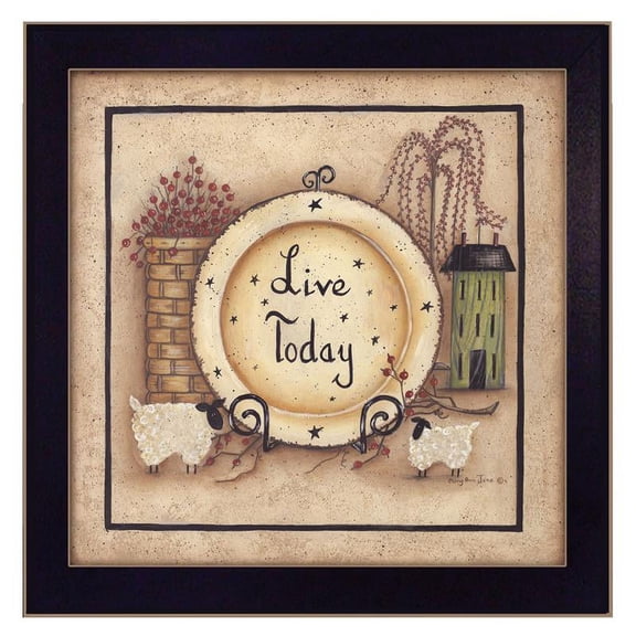 Live Today By Mary June Printed Framed Wall Art Wood Multi-Color
