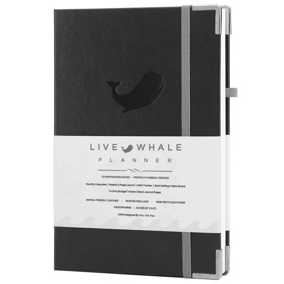 Live Whale Non Dated Planner, 12 Month Personal Planner/Monthly Habit Tracker...