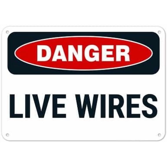 Live Wires Sign Facility Safety Signs Metal Tin Sign 8x12 Inch Clear Warning for Home & Busines