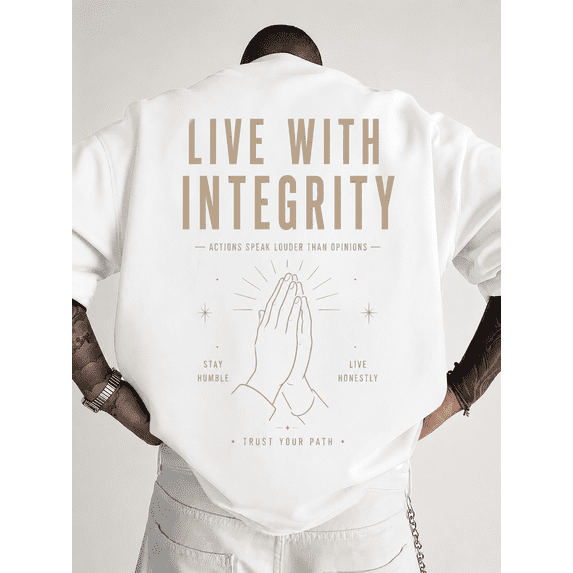 Live With Integrity Graphic Sweatshirt for Men Women Inspirational Back Print Oversized Pullover Crewneck