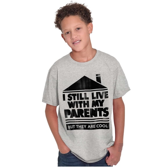 Live With Parents Slacker Funny Crewneck T Shirts Boy Girl Teen Brisco Brands L
