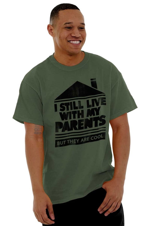 Live With Parents Slacker Funny Men's Graphic T Shirt Tees Brisco Brands S