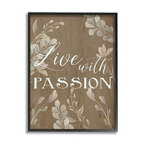 Live With Passion Rustic Botanicals Botanical & Floral Graphic Art Black Framed Art Print Wall Art