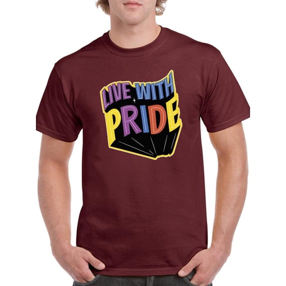 Live With Pride Banner T-Shirt Men -Smartprints Designs, Male 5X-Large