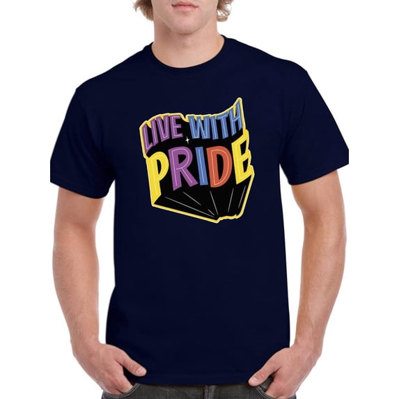 Live With Pride Banner T-Shirt Men -Smartprints Designs, Male Medium
