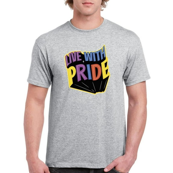 Live With Pride Banner T-Shirt Men -Smartprints Designs, Male XX-Large