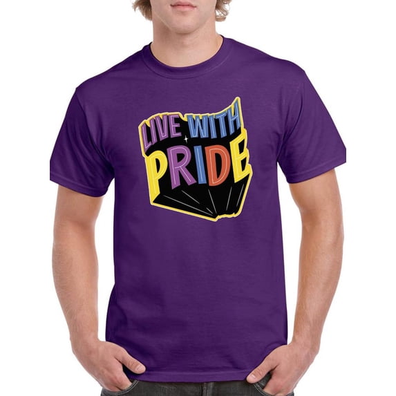 Live With Pride Banner T-Shirt Men -Smartprints Designs, Male XX-Large