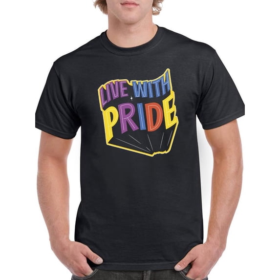 Live With Pride Banner T-Shirt Men -Smartprints Designs, Male XX-Large